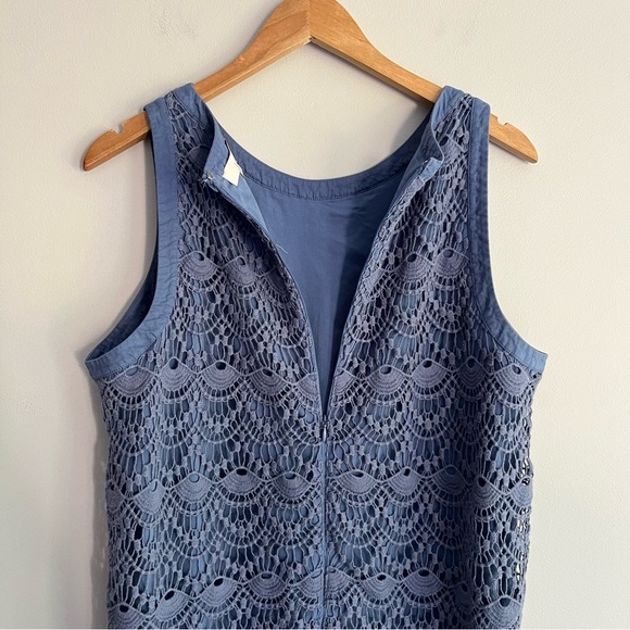LOFT Blue Crochet Sleeveless Mini Dress size 16 - Picture 4 of 9